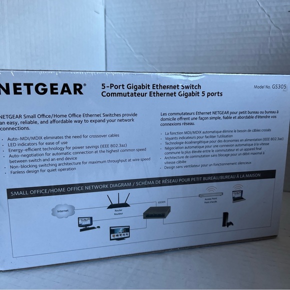 NETGEAR GS305 5-Port Gigabit Ethernet Switch - BRAND NEW FACTORY SEALED - Picture 2 of 6